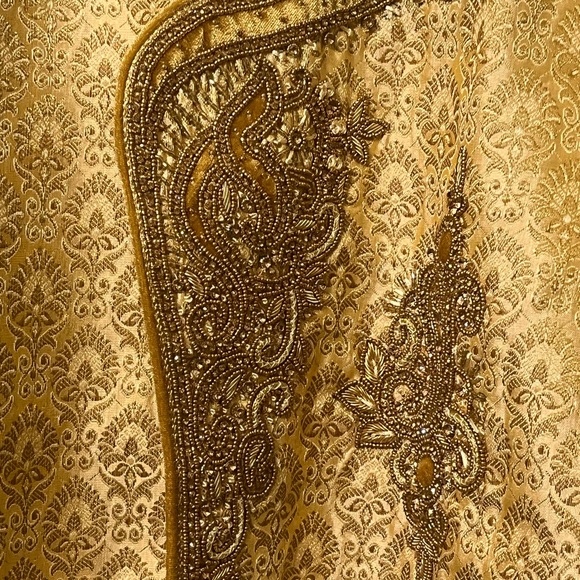 Kurta Art Silk Top & Bottom set Sequined Top goldtone embellishment Mens Size 40 - Picture 4 of 14
